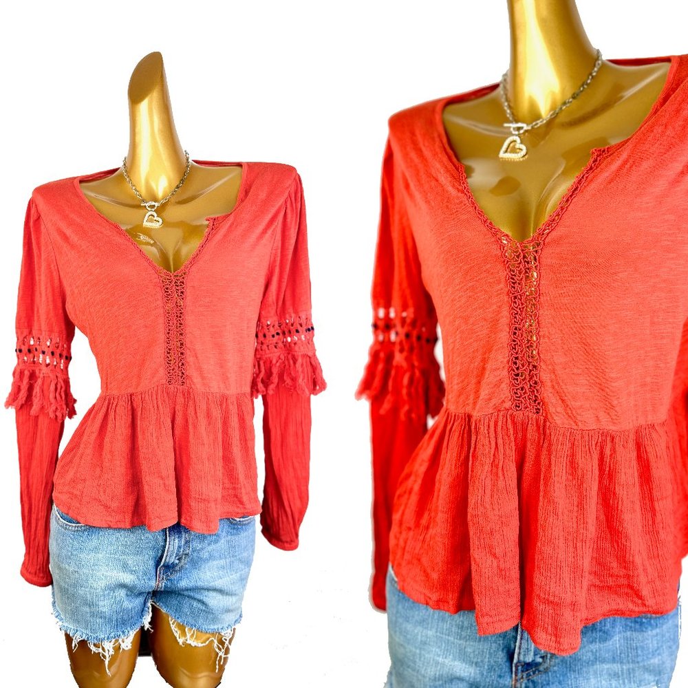 Lucky Brand boho festival hippie peasant top